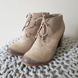 TOMS suede tan booties 7.5